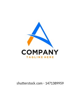The initials A logo with a modern style in blue