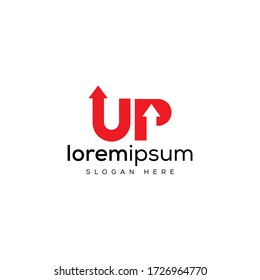 the initials UP logo is simple and elegant