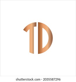 The Initials Logo TD Is Circular In Bronze Color