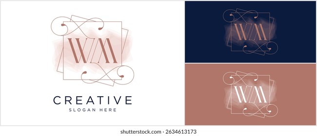 Initials logo WM, MW. design with gold color, usable for Brand, personal and company logos, vector illustration
