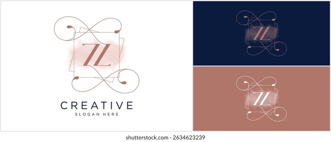 Initials logo Z, Z L, L Z. design with gold color, usable for Brand, personal and company logos, vector illustration