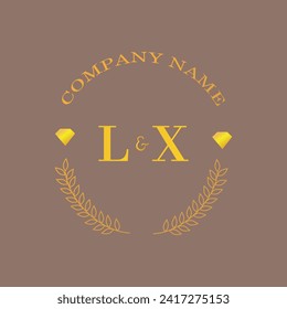 Initials LX letter monogram diamond gold company luxury