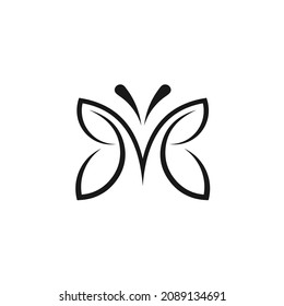 Initials M Butterfly and Leaves, Logo Design Inspiration