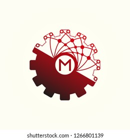 initials M , Circuit and Gear icon templates, vector logo technology for business corporate , elements, illustrations