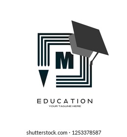 initials M letter ,Education logo, creative vector logo design,education icon,emblem shapes,illustration element