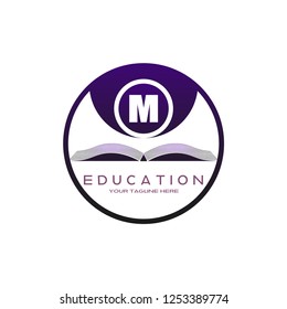 initials M letter , Education logo, creative vector logo design,education icon,emblem shapes,illustration element