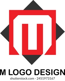 Initials M letters logo design.  M logo template vector red, black and white color best company icon design. M iconic brand logo design. MU monogram logo design.