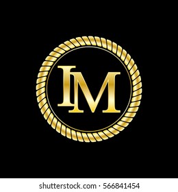 initials i and m logo luxurious golden letters with gold rope