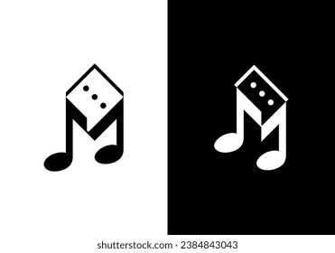 initials M music chat logo design concept