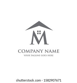 
the initials M for the real estate or housing logo