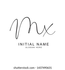 Initials M X script letter logo. Elegant and luxury logo design template - Vector