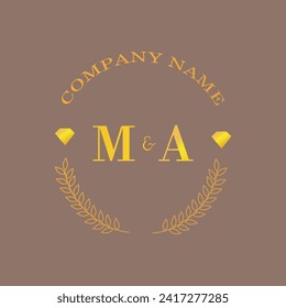 Initials MA letter monogram diamond gold company luxury