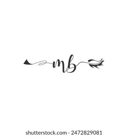 Initials MB calligraphy lettering beauty symbol