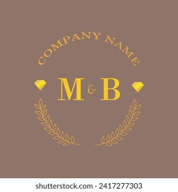 Iniciales MB letra monograma empresa de oro diamante lujo