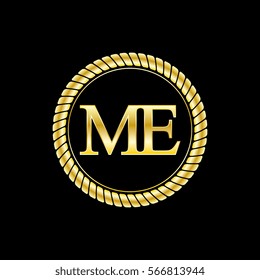 initials me logo luxurious golden letters with gold rope