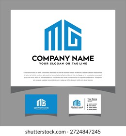 initials MG logo with a business card vector creative