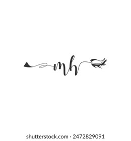 Initialen MH Kalligrafie Schriftzug Schönheitssymbol