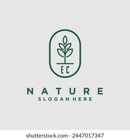 Initials minimalist nature logo design vectors