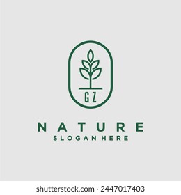 Initials minimalist nature logo design vectors