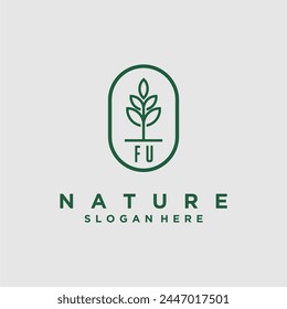 Initials minimalist nature logo design vectors