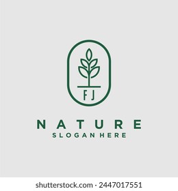 Initials minimalist nature logo design vectors