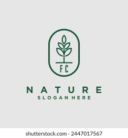 Initials minimalist nature logo design vectors