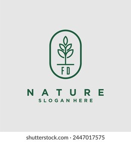 Initials minimalist nature logo design vectors