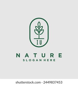 Initials minimalist nature logo design vectors