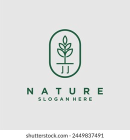 Initials minimalist nature logo design vectors