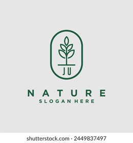 Initials minimalist nature logo design vectors