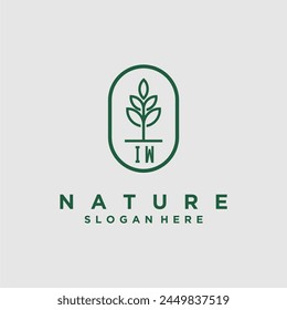 Initials minimalist nature logo design vectors