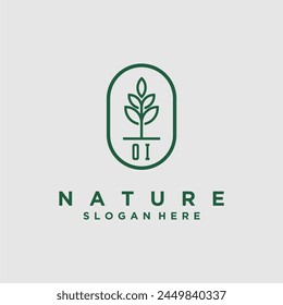 Initials minimalist nature logo design vectors