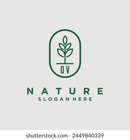 Initials minimalist nature logo design vectors