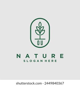 Initials minimalist nature logo design vectors