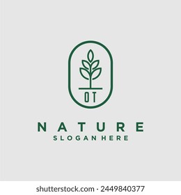 Initials minimalist nature logo design vectors