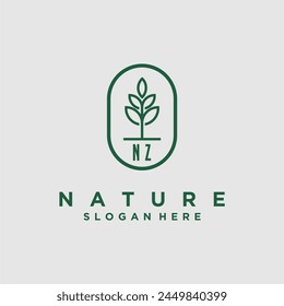 Initials minimalist nature logo design vectors