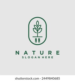 Initials minimalist nature logo design vectors