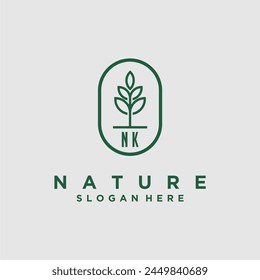 Initials minimalist nature logo design vectors