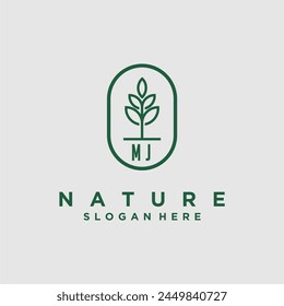 Initials minimalist nature logo design vectors