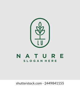 Initials minimalist nature logo design vectors