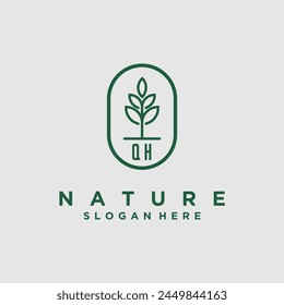 Initials minimalist nature logo design vectors