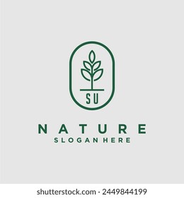 Initials minimalist nature logo design vectors