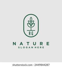 Initials minimalist nature logo design vectors