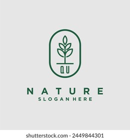 Initials minimalist nature logo design vectors