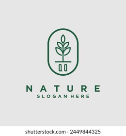Initials minimalist nature logo design vectors