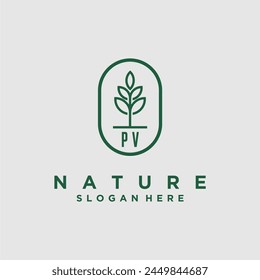 Initials minimalist nature logo design vectors