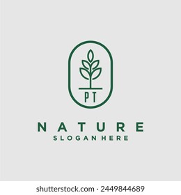 Initials minimalist nature logo design vectors
