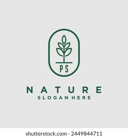 Initials minimalist nature logo design vectors