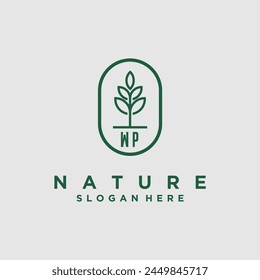 Initials minimalist nature logo design vectors