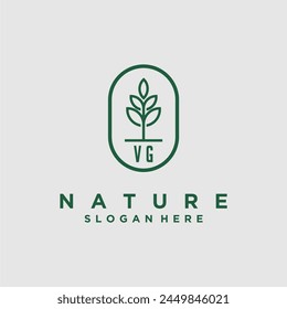 Initials minimalist nature logo design vectors